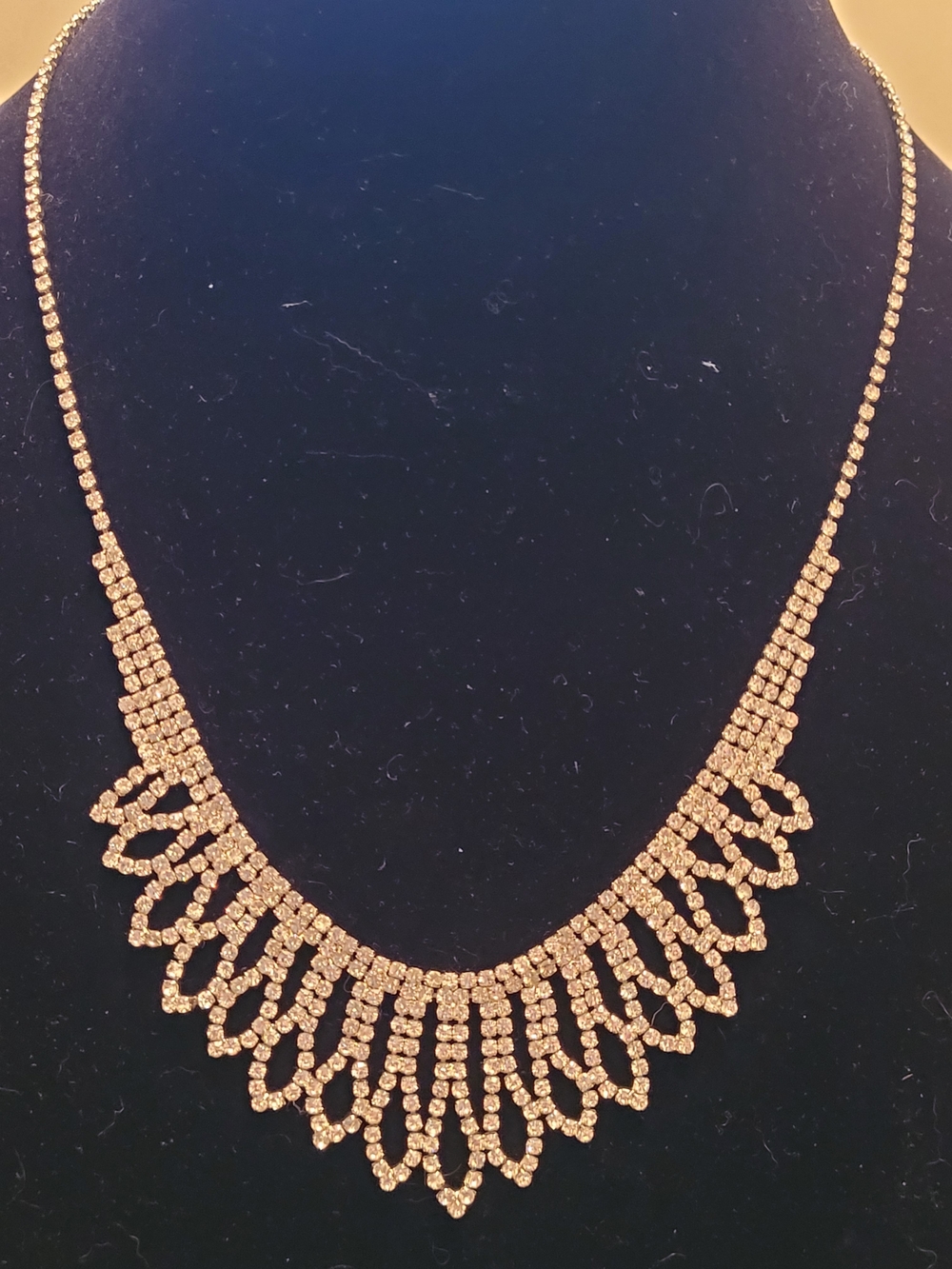 Vintage Delicate Crystal Fringe Necklace for Women By Roman Signed